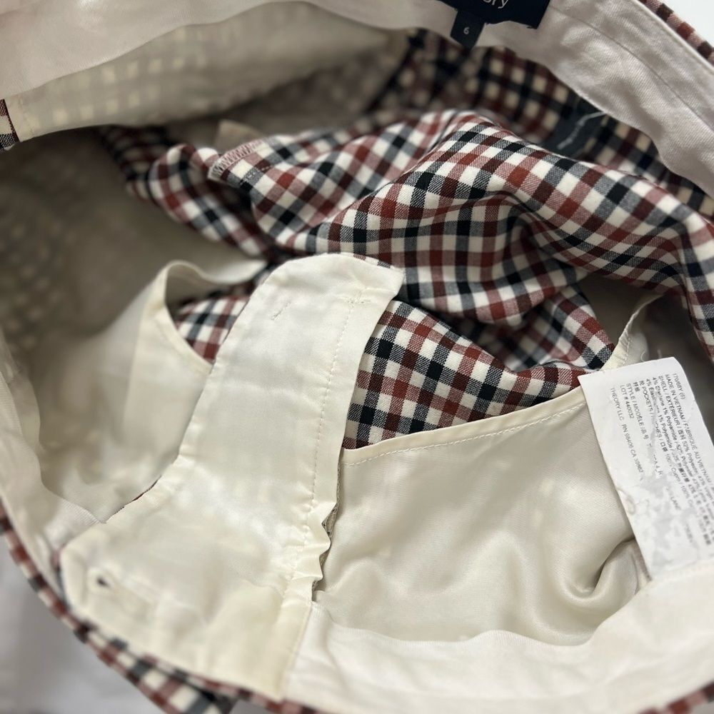 Theory Treeca Cropped Check Pants blue white red 6 or 28 - Picture 6 of 14